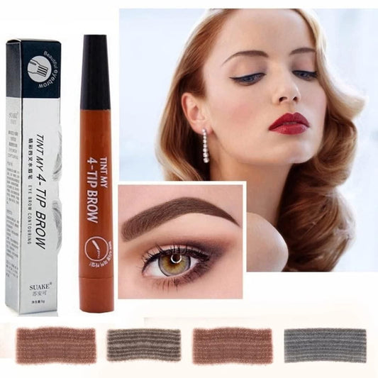 Waterproof 4 Points Microblading Eyebrow Pen with a Micro-Fork Tip Applicator.